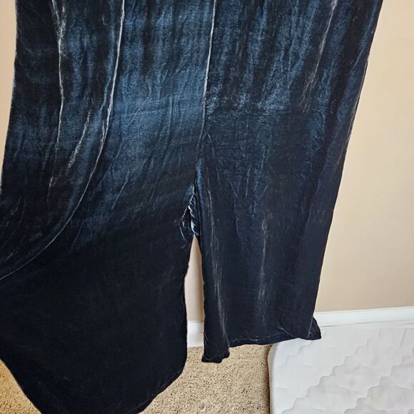 Love Johnny Was Cropped L Green Velour Silk Rayon Blend Jumper Jumpsuit Holiday‎ - Picture 6 of 12